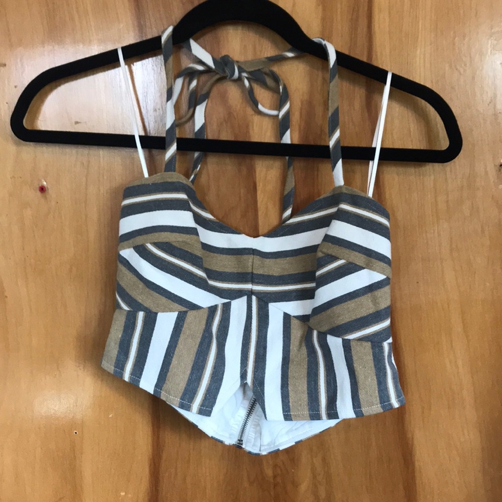 Striped Halter Crop Top